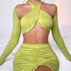 2 piece neon green set